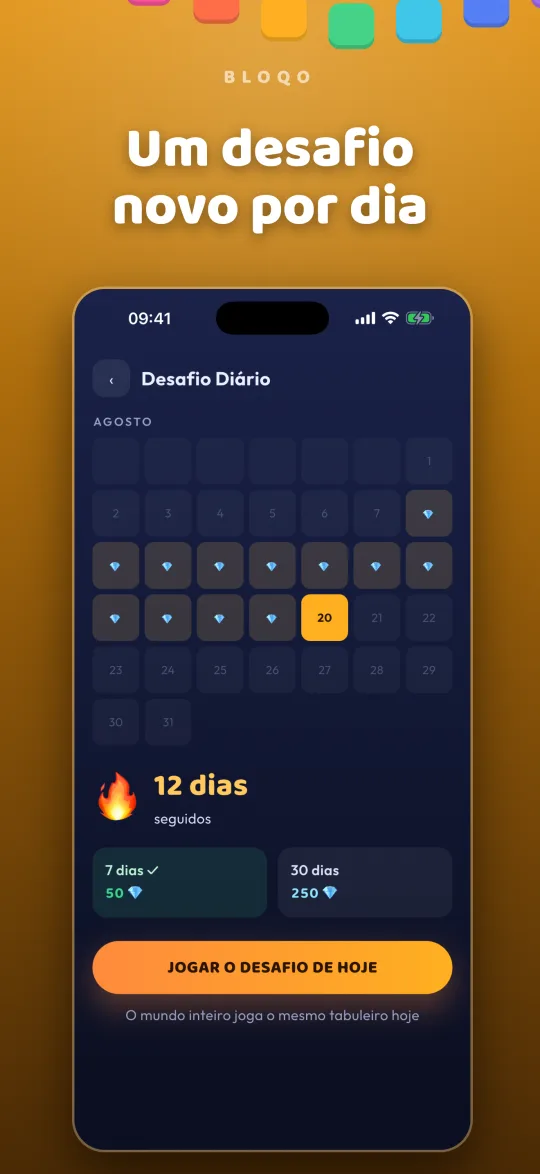 Desafio Diário do Bloqo: um puzzle de blocos novo por dia no calendário