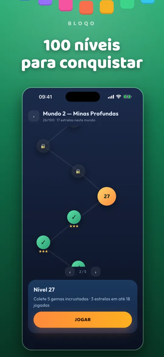Modo Jornada do Bloqo com 100 níveis de quebra-cabeça para conquistar